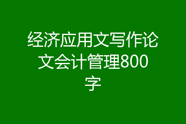 经济应用文写作论文会计管理800字