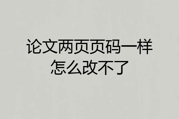 论文两页页码一样怎么改不了