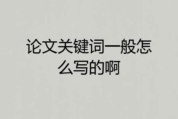 论文关键词一般怎么写的啊