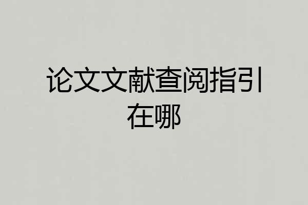 论文文献查阅指引在哪