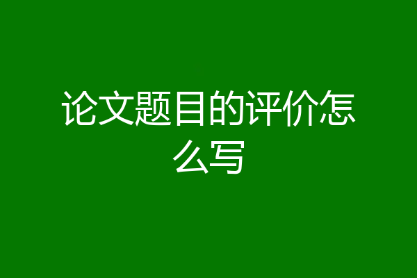 论文题目的评价怎么写