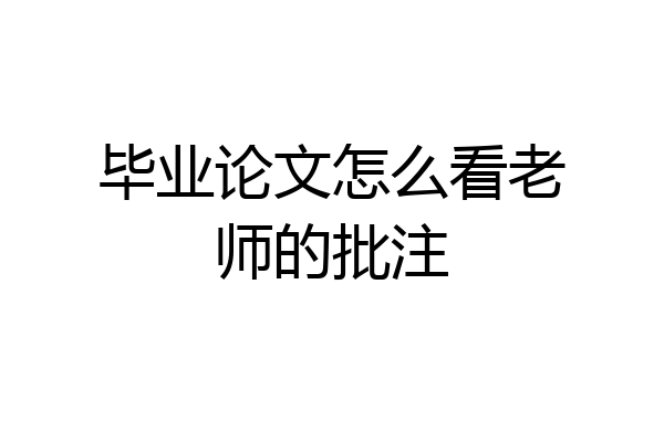 毕业论文怎么看老师的批注