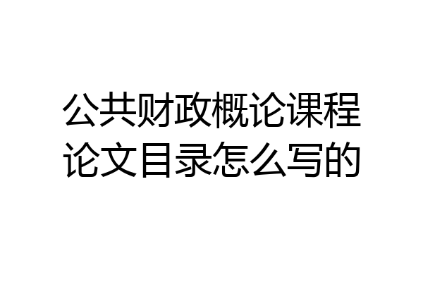 公共财政概论课程论文目录怎么写的