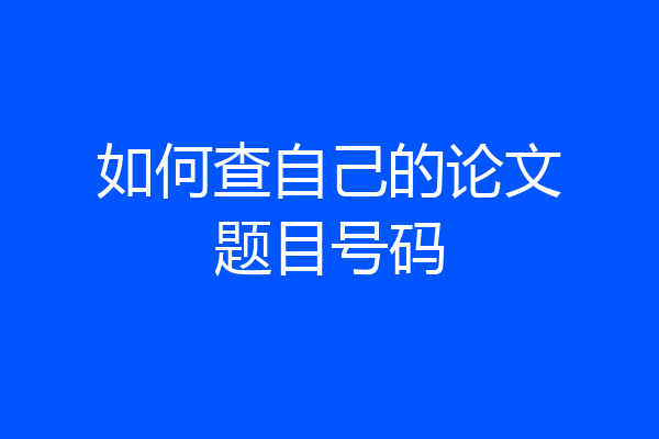 如何查自己的论文题目号码
