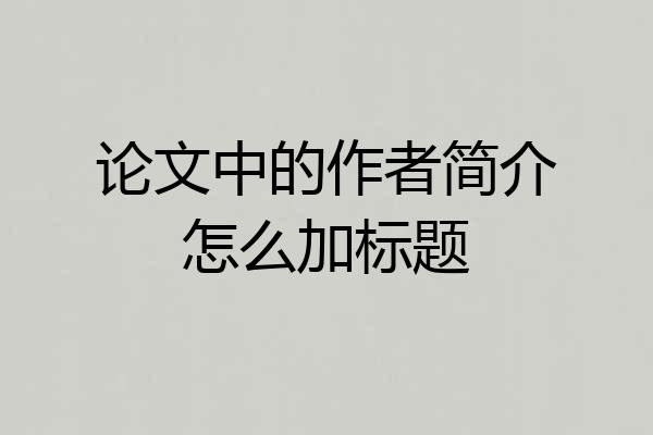 论文中的作者简介怎么加标题