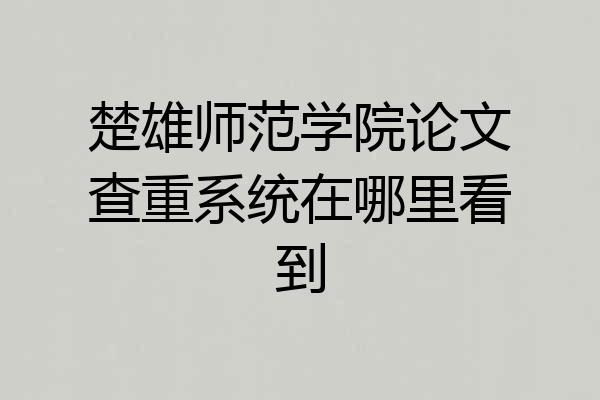 楚雄师范学院论文查重系统在哪里看到