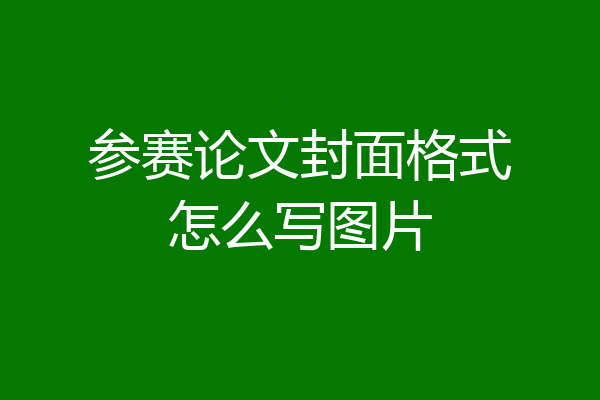 参赛论文封面格式怎么写图片