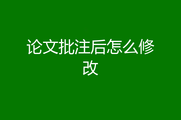 论文批注后怎么修改