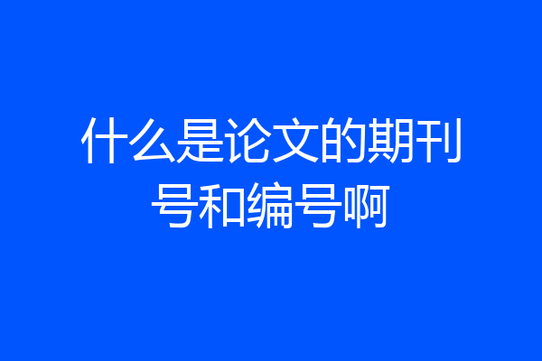 什么是论文的期刊号和编号啊