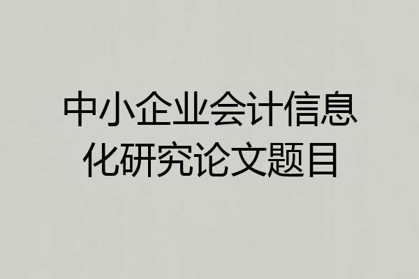 中小企业会计信息化研究论文题目