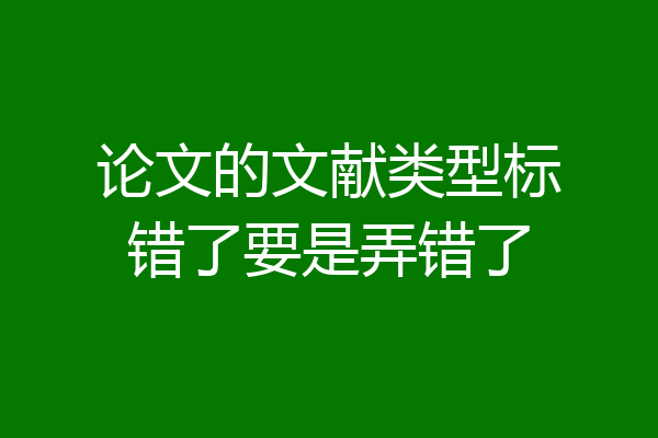 论文的文献类型标错了要是弄错了
