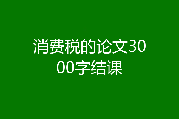 消费税的论文3000字结课