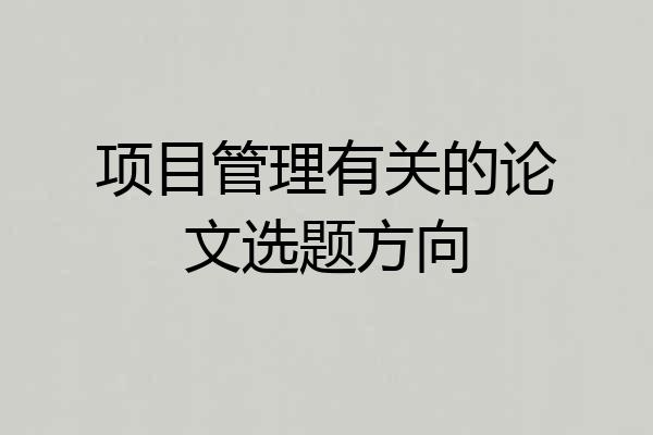 项目管理有关的论文选题方向