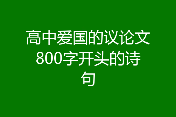 高中爱国的议论文800字开头的诗句