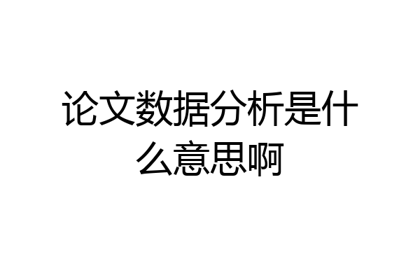 论文数据分析是什么意思啊