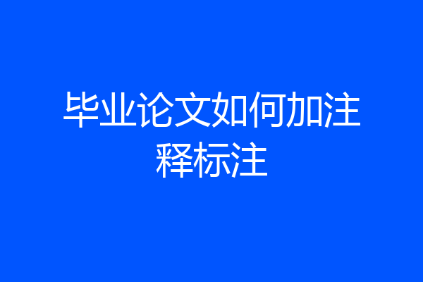 毕业论文如何加注释标注