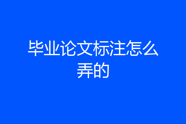 毕业论文标注怎么弄的