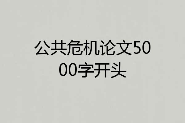 公共危机论文5000字开头