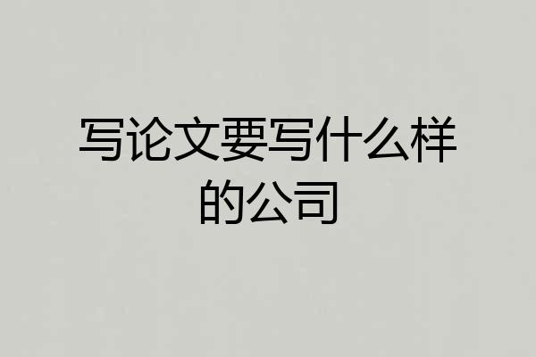 写论文要写什么样的公司