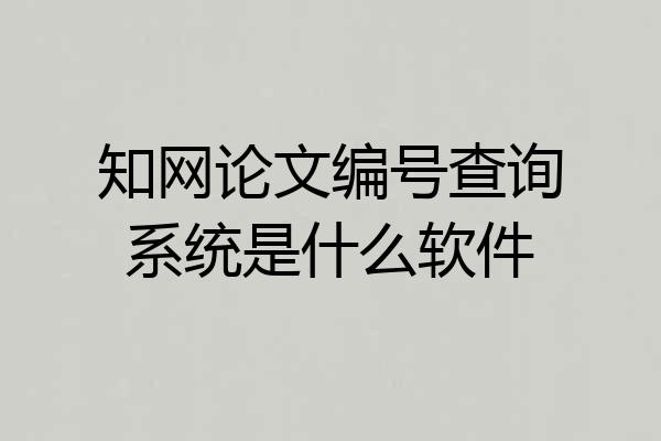 知网论文编号查询系统是什么软件