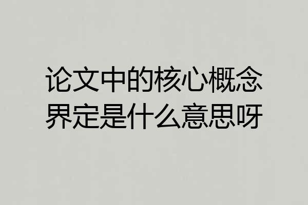 论文中的核心概念界定是什么意思呀