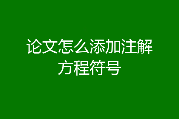 论文怎么添加注解方程符号