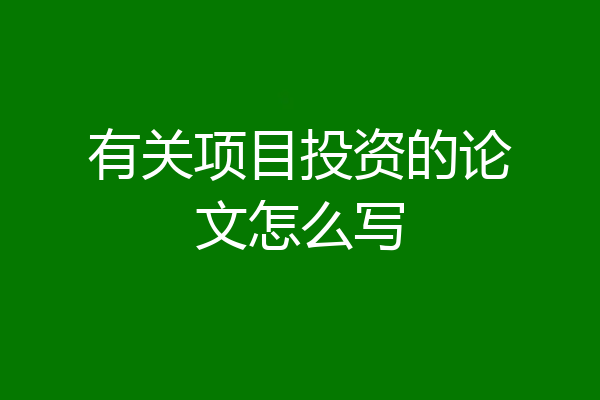 有关项目投资的论文怎么写