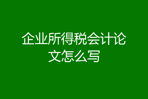 企业所得税会计论文怎么写