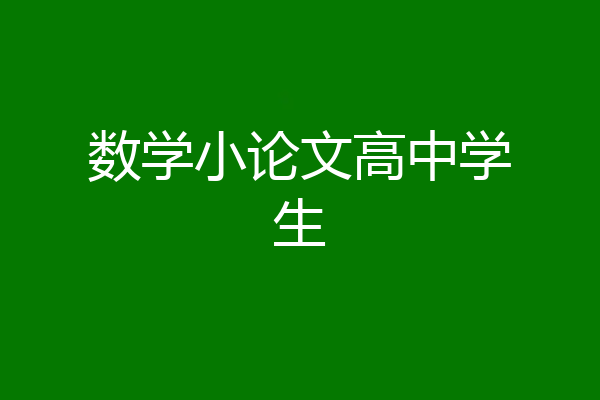 数学小论文高中学生