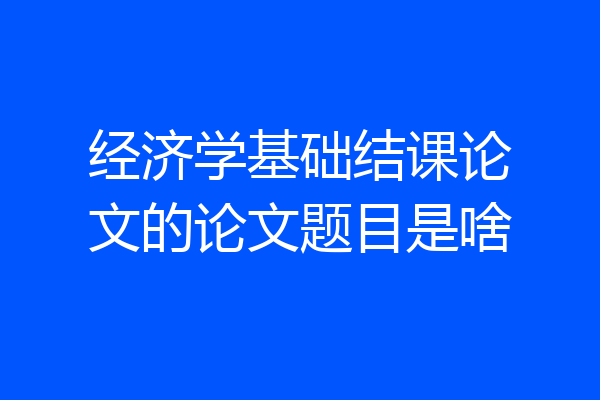 经济学基础结课论文的论文题目是啥