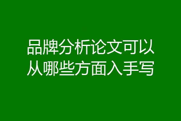 品牌分析论文可以从哪些方面入手写