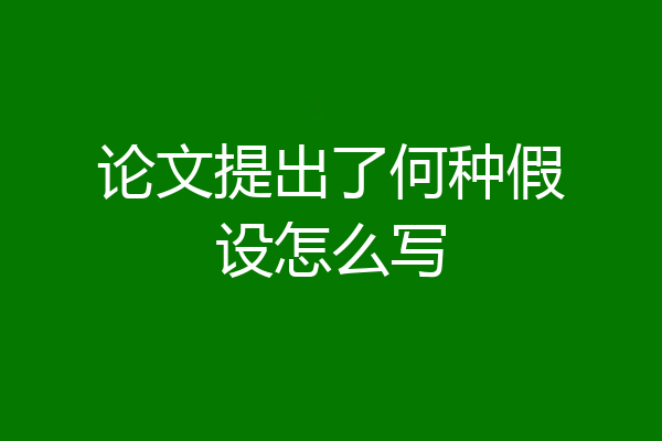 论文提出了何种假设怎么写