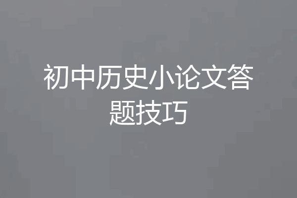 初中历史小论文答题技巧