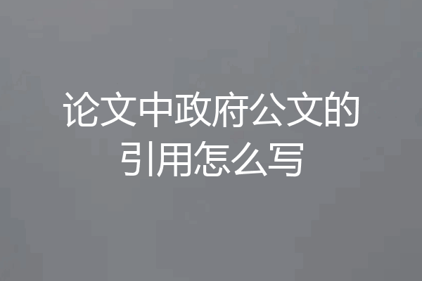 论文中政府公文的引用怎么写