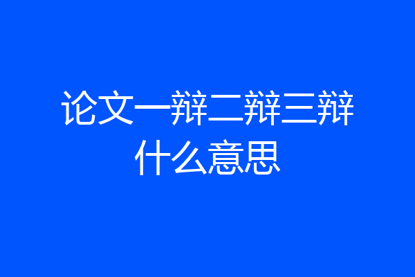 论文一辩二辩三辩什么意思