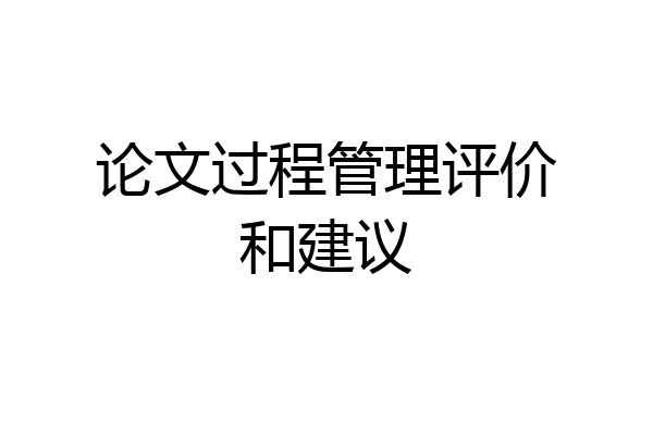 论文过程管理评价和建议