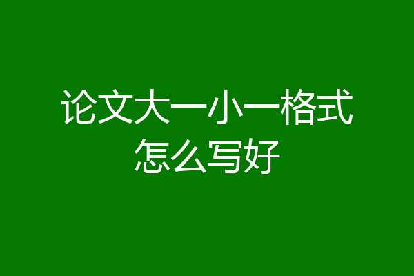 论文大一小一格式怎么写好
