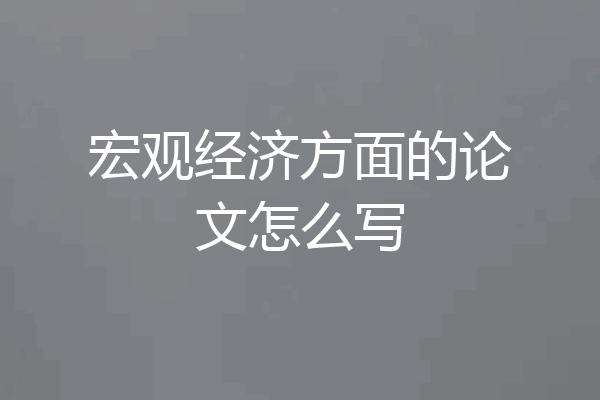 宏观经济方面的论文怎么写
