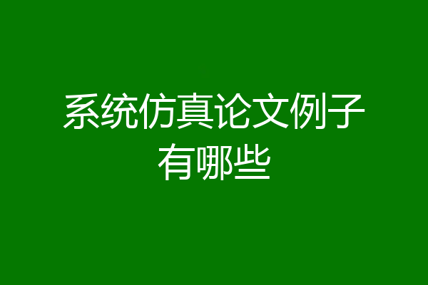 系统仿真论文例子有哪些