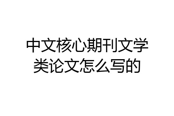 中文核心期刊文学类论文怎么写的