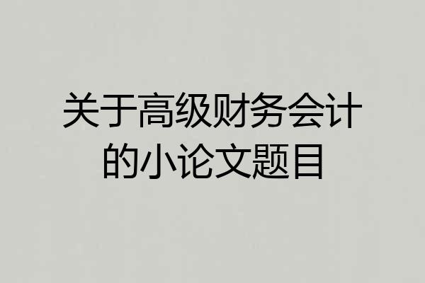 关于高级财务会计的小论文题目