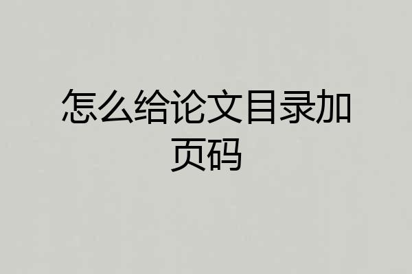 怎么给论文目录加页码