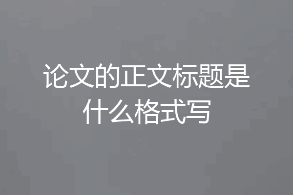 论文的正文标题是什么格式写