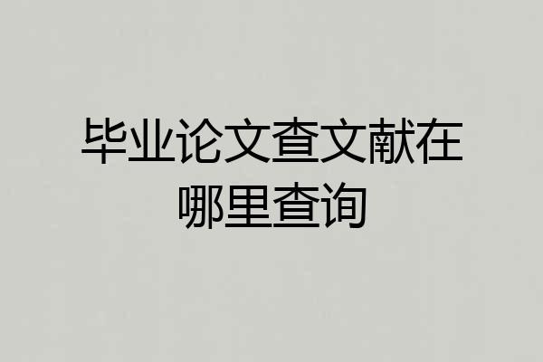 毕业论文查文献在哪里查询