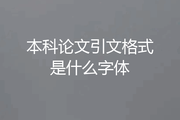 本科论文引文格式是什么字体