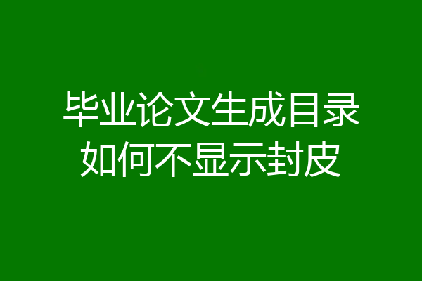 毕业论文生成目录如何不显示封皮