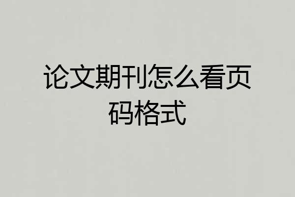 论文期刊怎么看页码格式
