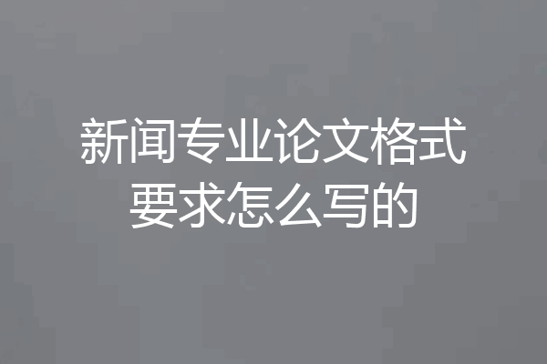 新闻专业论文格式要求怎么写的