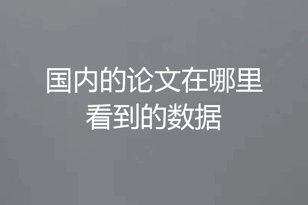 国内的论文在哪里看到的数据