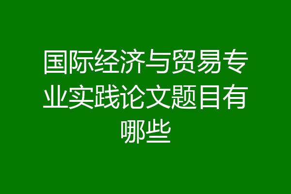 国际经济与贸易专业实践论文题目有哪些